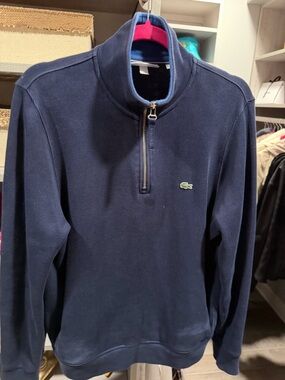 Lacoste Men’s Navy Half-Zip Sweater with Crocodile Logo